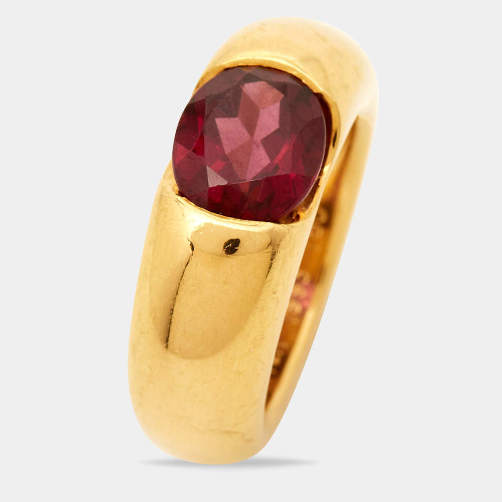 Cartier Eclipse Tourmaline 18k Yellow Gold Ring Size 52 - Picture 4 of 9